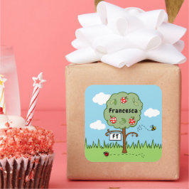 Adesivo Quadrado Criança de árvore de celebração personalizada