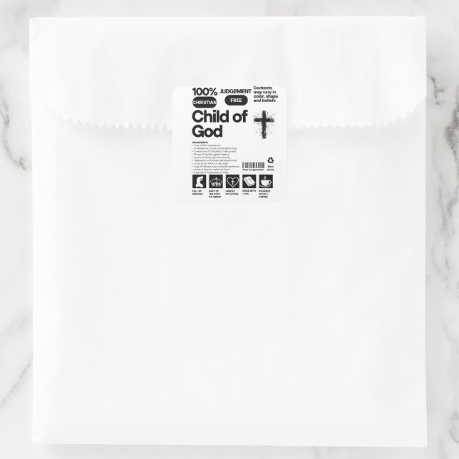 Adesivo Quadrado Criança de Deus (Bolsa)