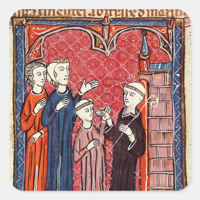 Adesivo Quadrado Criança trazida para um mosteiro pelos pais (Frente)