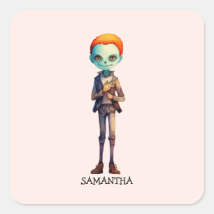 Adesivo Quadrado Criança Zombie Macabra Adorável Mas Bonita - Macab