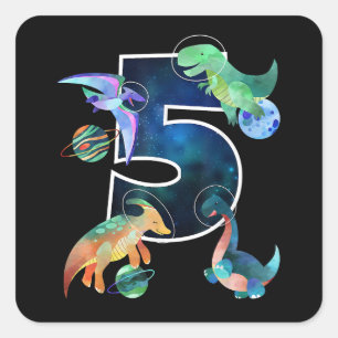 Adesivo Quadrado Crianças Astronautas do Espaço Exterior Dinossauro