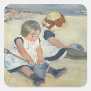 Adesivo Quadrado Crianças brincando na praia, 1884