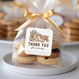 Adesivo Quadrado Crianças Cowboy Favor de Aniversário