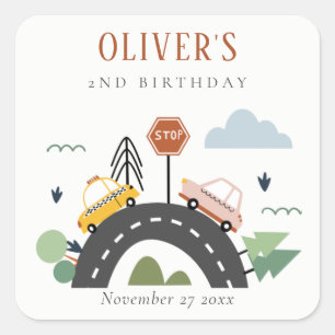 Adesivo Quadrado Crianças Cutas Caminhões De Automóveis Urbanos Qua