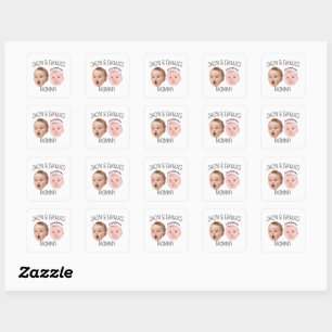 Adesivo Quadrado Crianças de Fotos Personalizadas, Presente de Dia