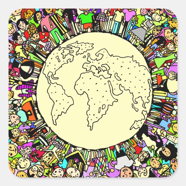 Adesivo Quadrado Crianças do Mundo (Frente)