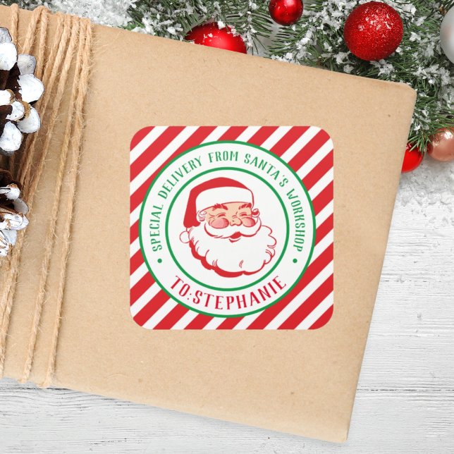 Adesivo Quadrado Crianças - Entrega Especial de Natal Personalizada (Criador carregado)