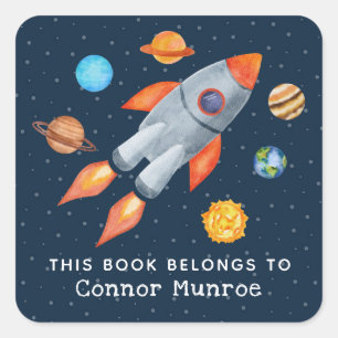 Adesivo Quadrado Crianças Este Livro Pertence Ao Espaço Exterior Da