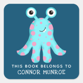 Adesivo Quadrado Crianças Este Livro Pertence Ao Monstro Bonito