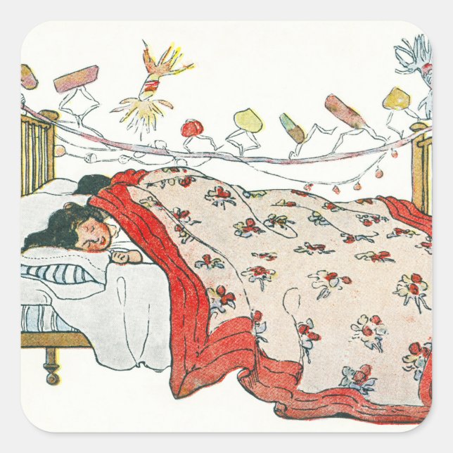 Adesivo Quadrado Crianças foram aninhadas todas as nádegas em suas  (Frente)