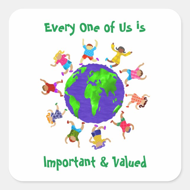 Adesivo Quadrado Crianças importantes e valiosas (Frente)
