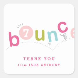 Adesivo Quadrado Crianças jogam festa de aniversário obrigado