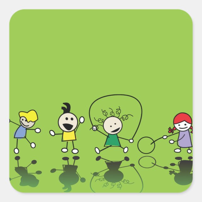 Adesivo Quadrado Crianças Jogando Sticks (Frente)