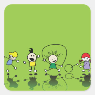 Adesivo Quadrado Crianças Jogando Sticks