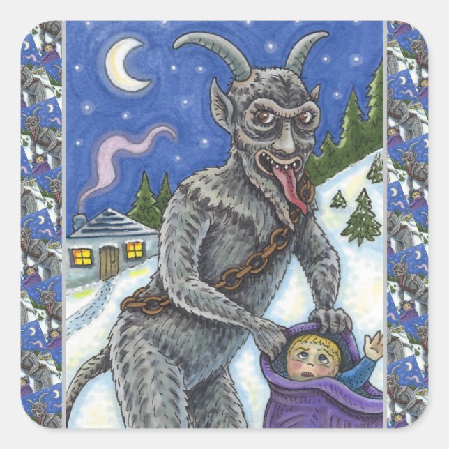 ADESIVO QUADRADO CRIANÇAS KRAMPUS E NAUGHTY, HISTÓRIA ESCURA DE NAT (Frente)