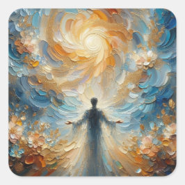 Adesivo Quadrado Crianças Mais Alto Deus - Coleção de Artes da Séri