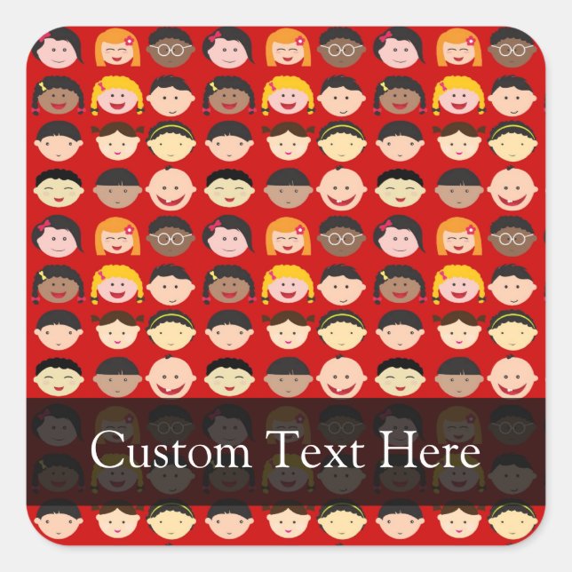 Adesivo Quadrado Crianças multi-culturais (Frente)