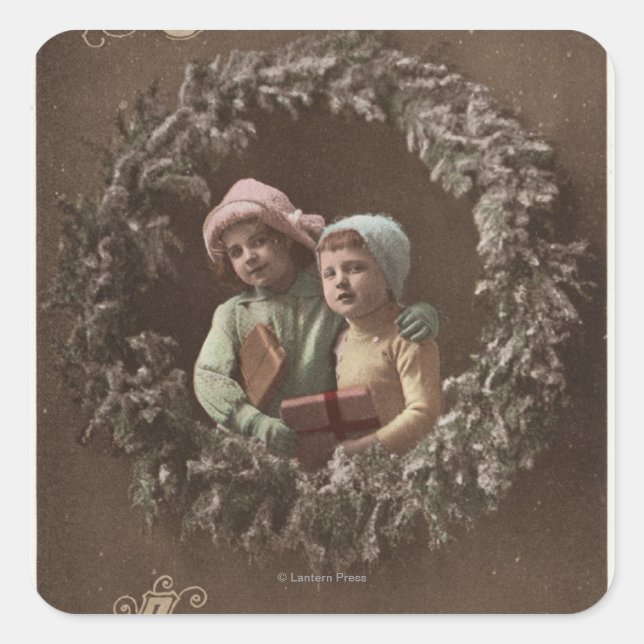 Adesivo Quadrado Crianças pequenas em Armclasp (Frente)