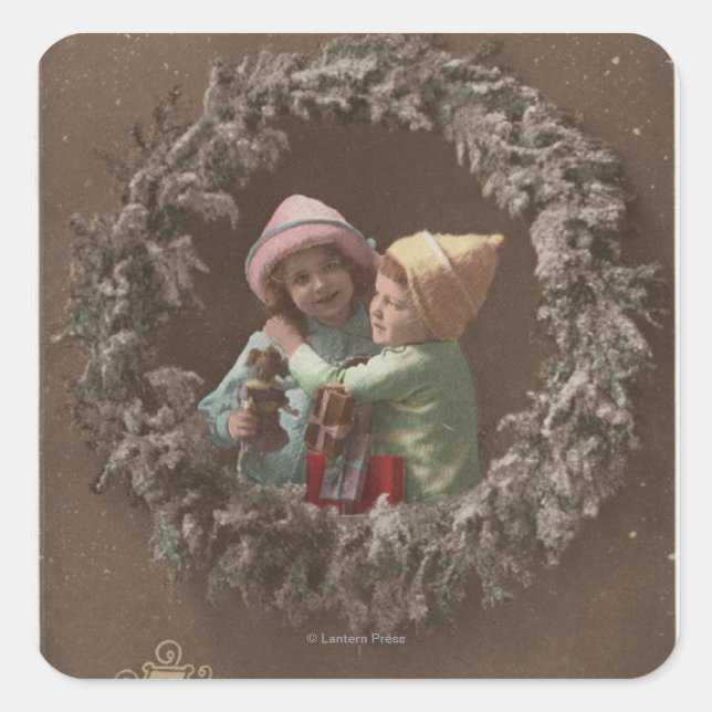 Adesivo Quadrado Crianças Pequenas Embarcando (Frente)