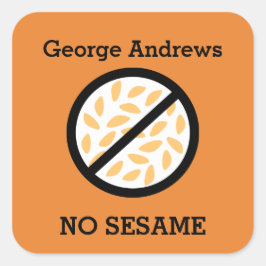 Adesivo Quadrado Crianças Personalizadas com Alergia ao Sésamo de C