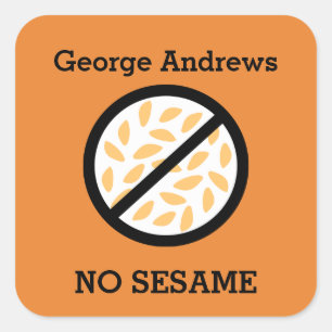 Adesivo Quadrado Crianças Personalizadas com Alergia ao Sésamo de C