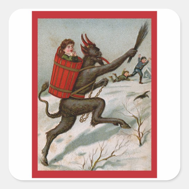 Adesivo Quadrado Crianças travessas - Vintage Krampus (Frente)