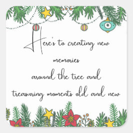 Adesivo Quadrado Criando memórias ao redor da árvore