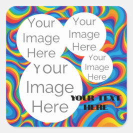 Adesivo Quadrado criar texto de foto em papel modelo arco-íris