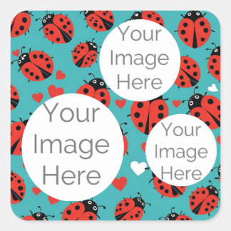 Adesivo Quadrado criar texto de foto em papel modelo ladybug