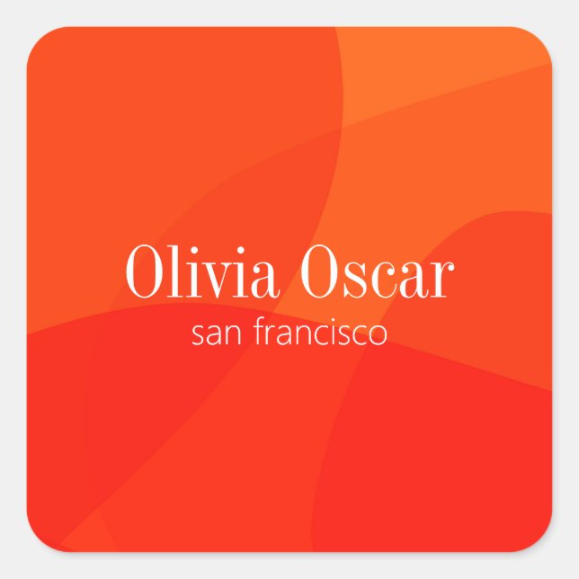 Adesivo Quadrado Criativo de Abstrato de laranja vermelho mínimo ún (Frente)