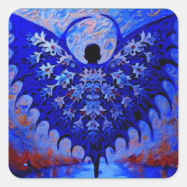 Adesivo Quadrado Criatura De Bat Wing Com Espantoso Azul