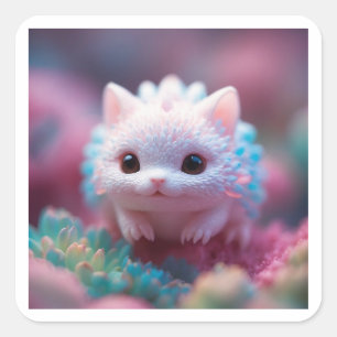 Adesivo Quadrado Criatura de Fantasia Fofa Kawaii Animal de Estimaç
