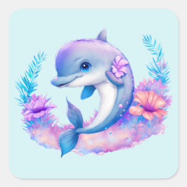 Adesivo Quadrado Criatura Do Mar De Golfinho