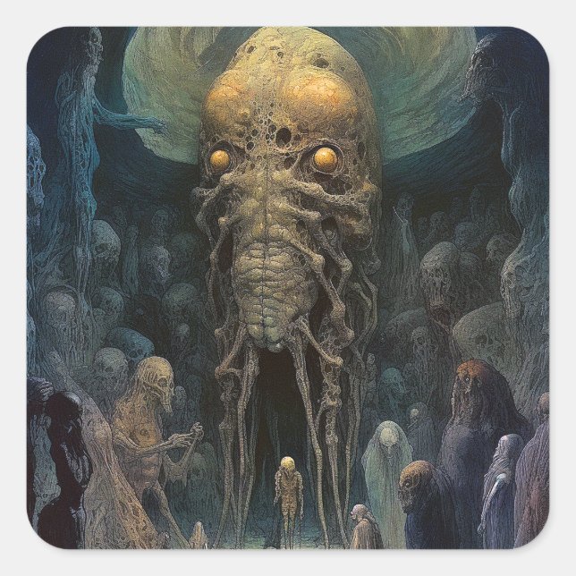 Adesivo Quadrado Criatura do submundo da Alienígena Demon (Frente)