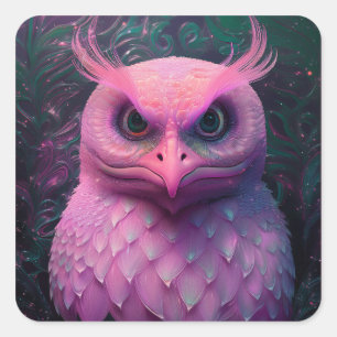 Adesivo Quadrado Criatura Híbrida Rosa Murloc/Coruja