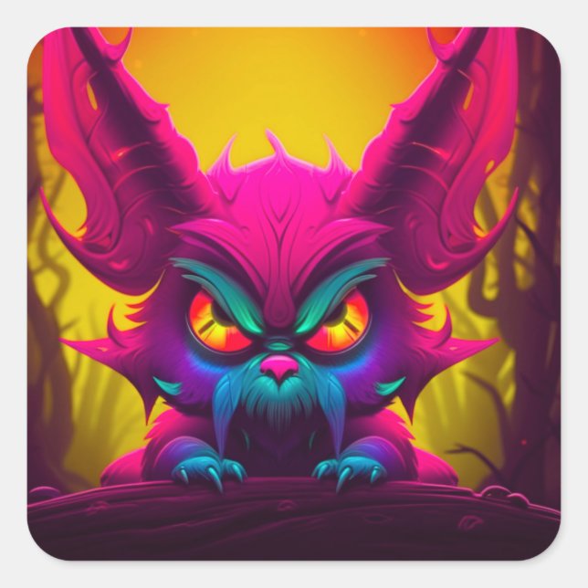 Adesivo Quadrado Criatura Louca (Frente)