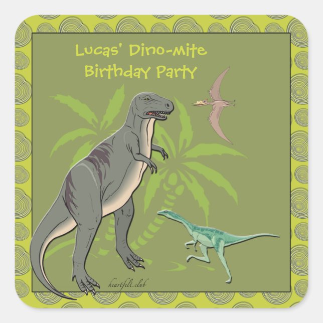 Adesivo Quadrado Criaturas pré-históricas Palitos de dinossauro (Frente)