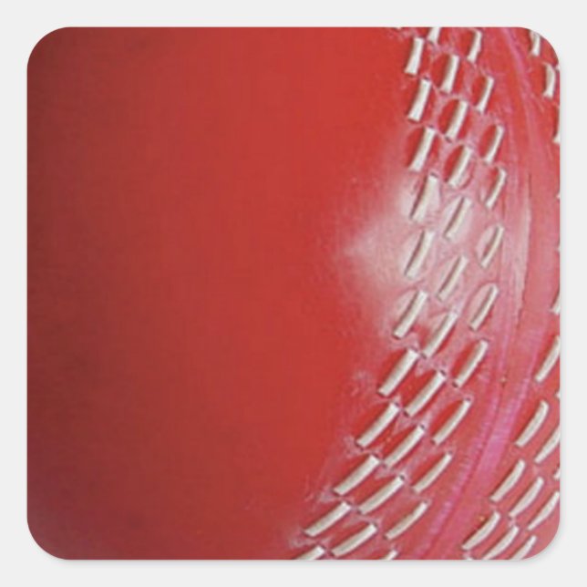 Adesivo Quadrado Cricket Ball Red Personalize Com Seu Nome (Frente)