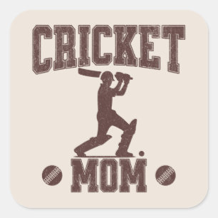 Adesivo Quadrado Cricket Mãe Entusiasta do Esporte Mãe Mãe