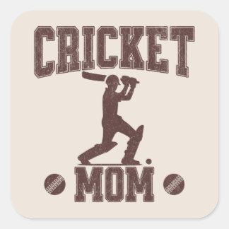 Adesivo Quadrado Cricket Mãe Entusiasta do Esporte Mãe Mãe