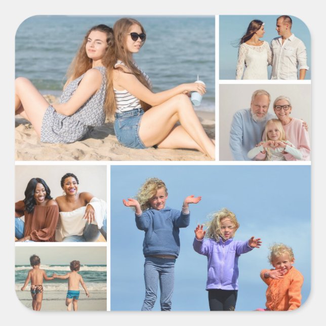 Adesivo Quadrado Crie a sua própria colagem de 6 fotos (Frente)