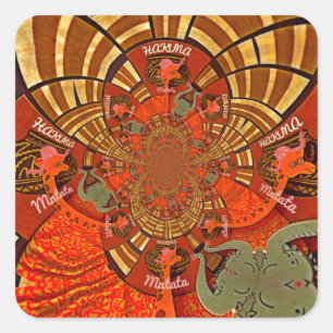 Adesivo Quadrado Crie o seu único Design de arte africana Girafa