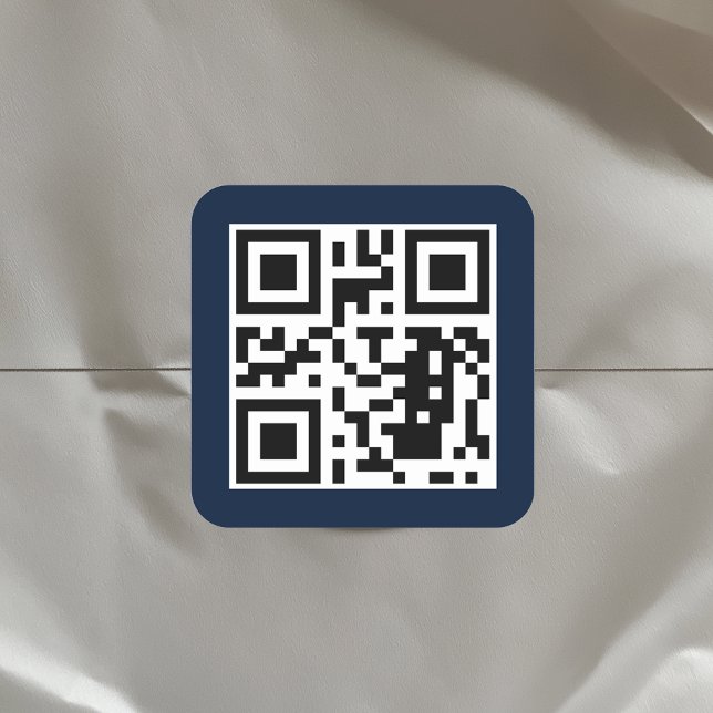 Adesivo Quadrado Crie seu Marinho elegante de código QR personaliza (QR Code Square Navy Blue Sticker)