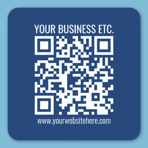 Adesivo Quadrado Crie seu próprio código QR   Azul