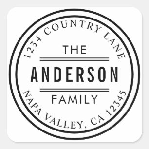 Adesivo Quadrado Crie seu próprio endereço de devolução em círculo