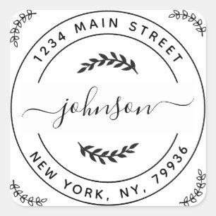 Adesivo Quadrado Crie seu próprio endereço de devolução redonda