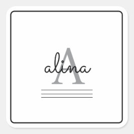 Adesivo Quadrado Crie Seu Próprio Monograma Personalizado