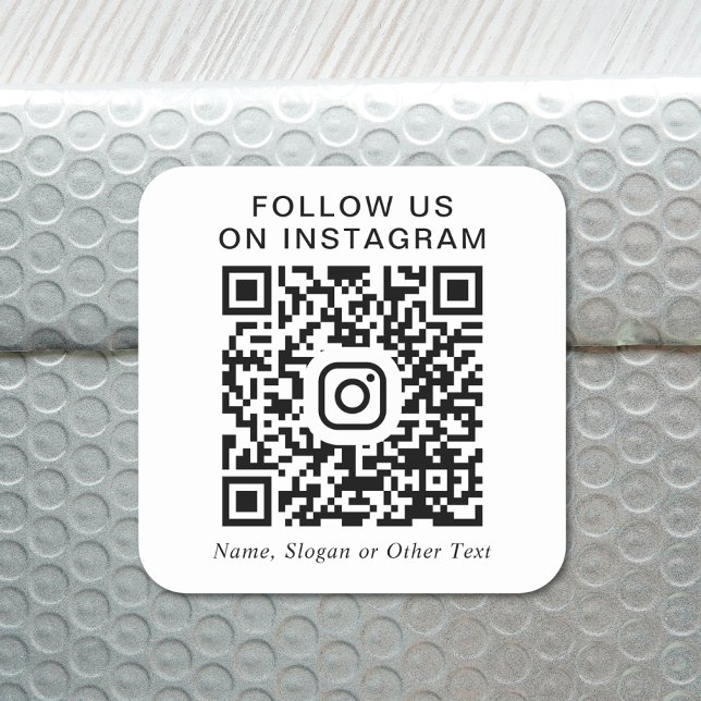 Adesivo Quadrado Crie seu próprio Promocional de código QR do Insta (Our user-friendly template will generate your QR code automatically from your Instagram address)