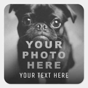 Adesivo Quadrado Crie seu próprio texto simples e foto personalizad
