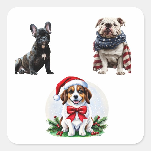 Adesivo Quadrado Crie Sua Própria Colagem de 3 Fotos Personalizada (Frente)